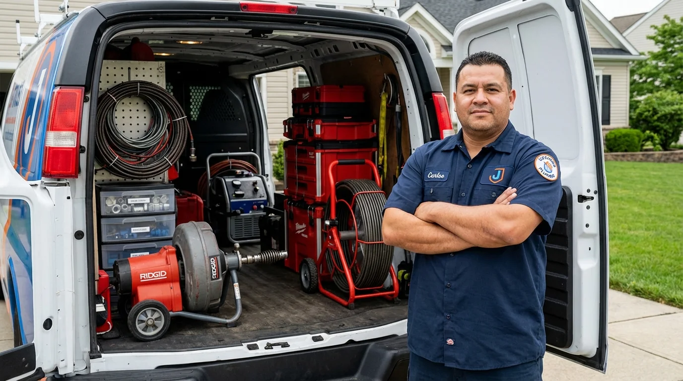Professional drain cleaning equipment and Johns Plumbing LLC plumber in Webb