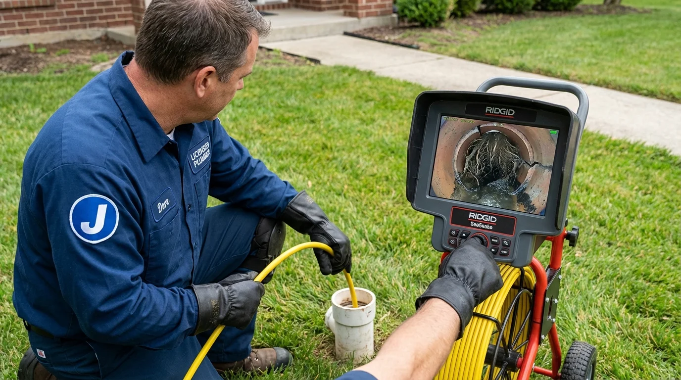 Sewer camera inspection being performed by Johns Plumbing LLC in Webb