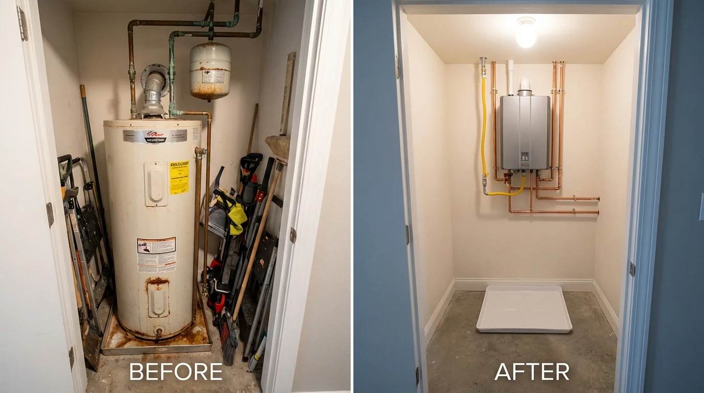 Tank water heater versus wall-mounted tankless unit comparison for Webb, AL homeowners