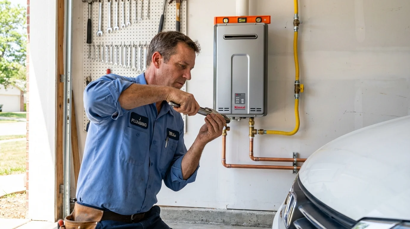 Tankless water heater installation by a Johns Plumbing LLC plumber in Webb